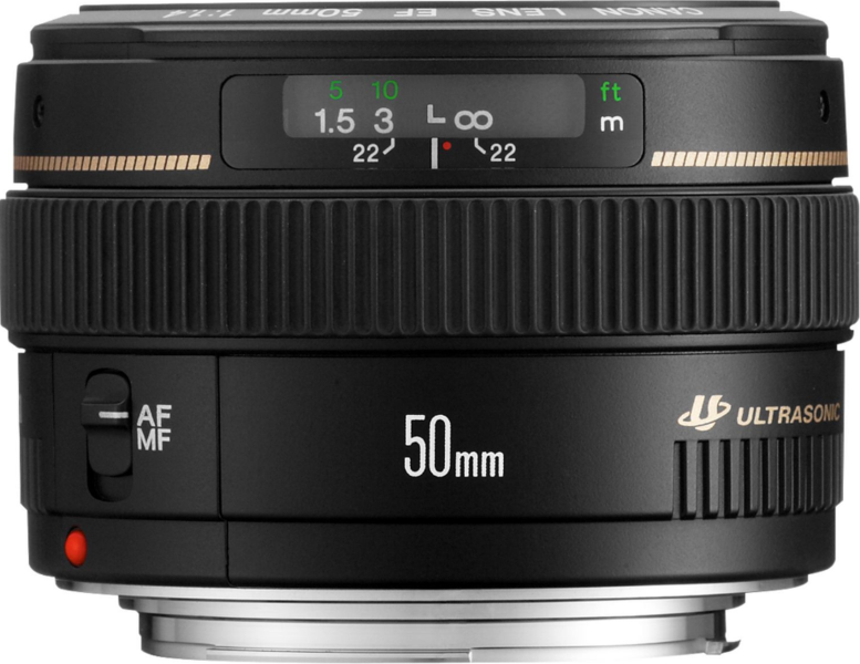 Canon EF 50mm f/1.4 USM top